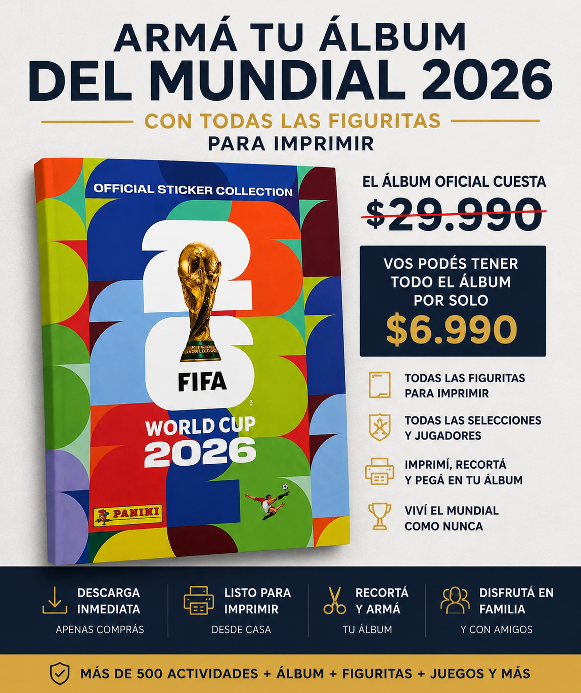 Álbum Mundial 2026 + Figuritas Imprimibles ⚽